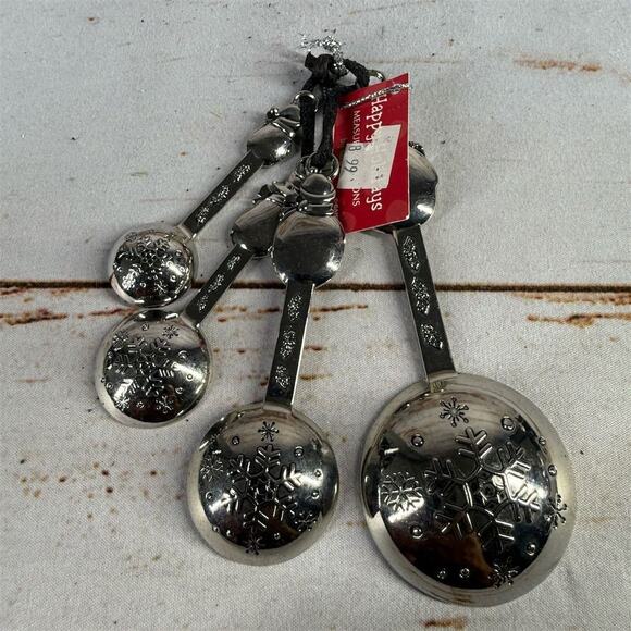 Ganz Christmas Tree Embossed Measuring Spoon Set – 4-Piece Holiday Kitchen Decor - Picture 3 of 3